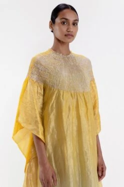 Medium Metallic Yellow Shibori Kaftan 8 Medium Metallic Yellow Shibori Kaftan -Inca Sales Store 27423sm18 3