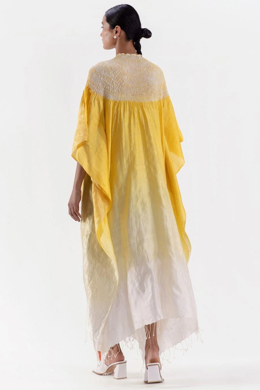 Medium Metallic Yellow Shibori Kaftan 6 Medium Metallic Yellow Shibori Kaftan - Image 4