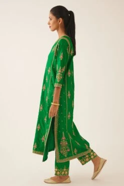 KORA Green Thread Embellished Kalidar Kurta Set -Inca Sales Store 27923ka14 4