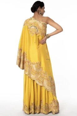 Anamika Khanna Yellow Embroidered Tunic With A Sharara -Inca Sales Store 279an1 5