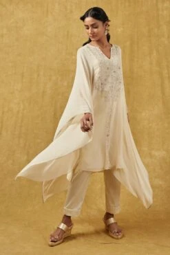 Ahilian Beige Crystal Embellished Kaftan Set -Inca Sales Store 2802an04 3