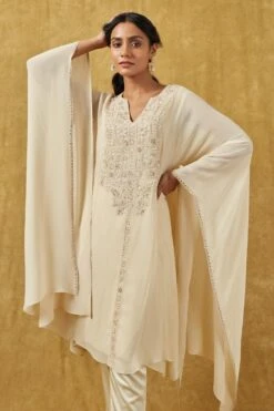 Ahilian Beige Crystal Embellished Kaftan Set -Inca Sales Store 2802an04 4