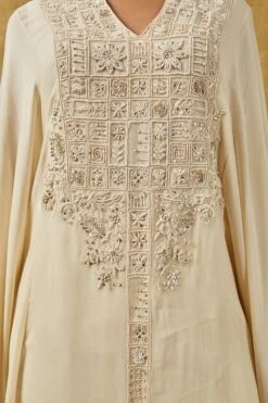 Ahilian Beige Crystal Embellished Kaftan Set -Inca Sales Store 2802an04 5