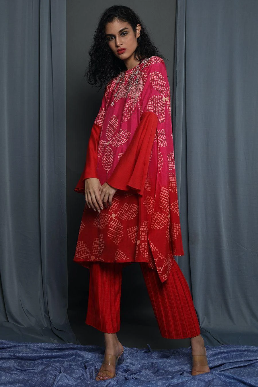 Krishna Mehta Red & Pink Shaded Tunic 4 Krishna Mehta Red & Pink Shaded Tunic - Image 2