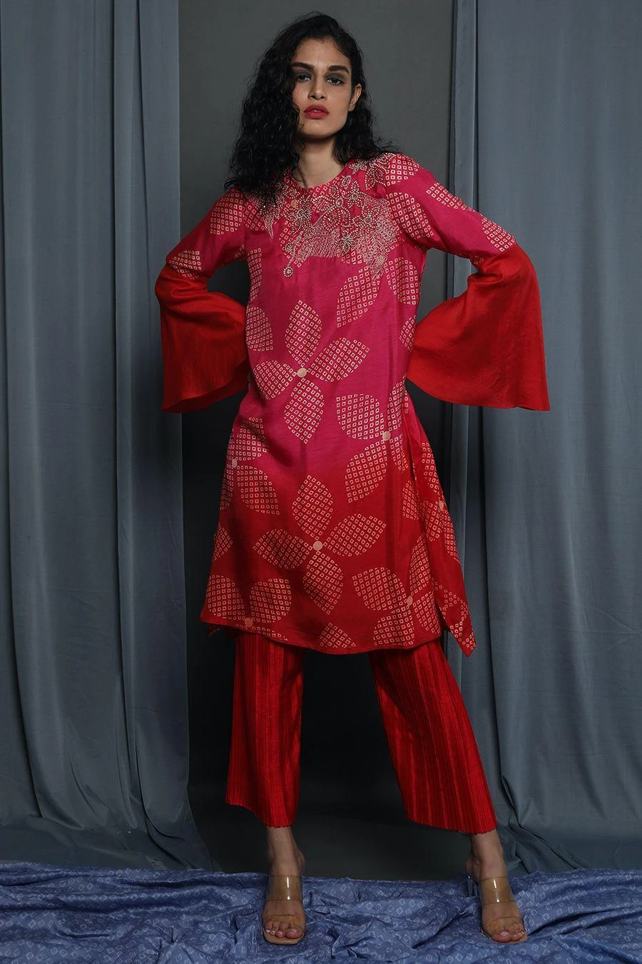Krishna Mehta Red & Pink Shaded Tunic 5 Krishna Mehta Red & Pink Shaded Tunic - Image 3