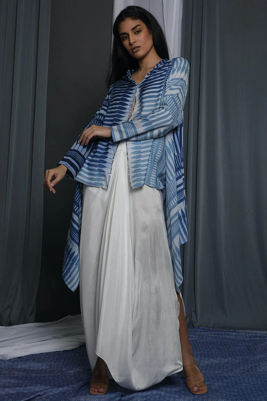 Krishna Mehta Blue Shaded Jacket 3 Krishna Mehta Blue Shaded Jacket