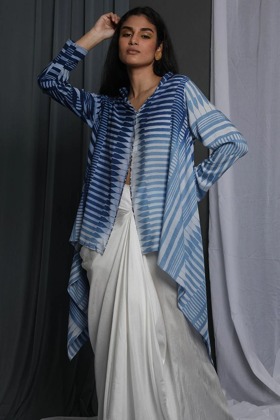 Krishna Mehta Blue Shaded Jacket 4 Krishna Mehta Blue Shaded Jacket - Image 2