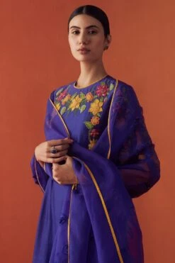 Chandrima Cobalt Blue Cutwork Dupatta -Inca Sales Store 280723chz12 3