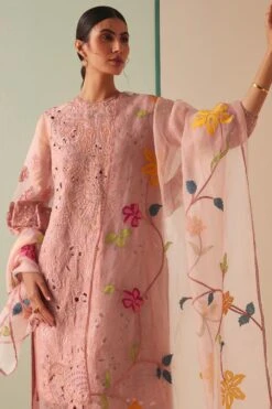 Chandrima Old Rose Applique Dupatta -Inca Sales Store 280723chz15 2