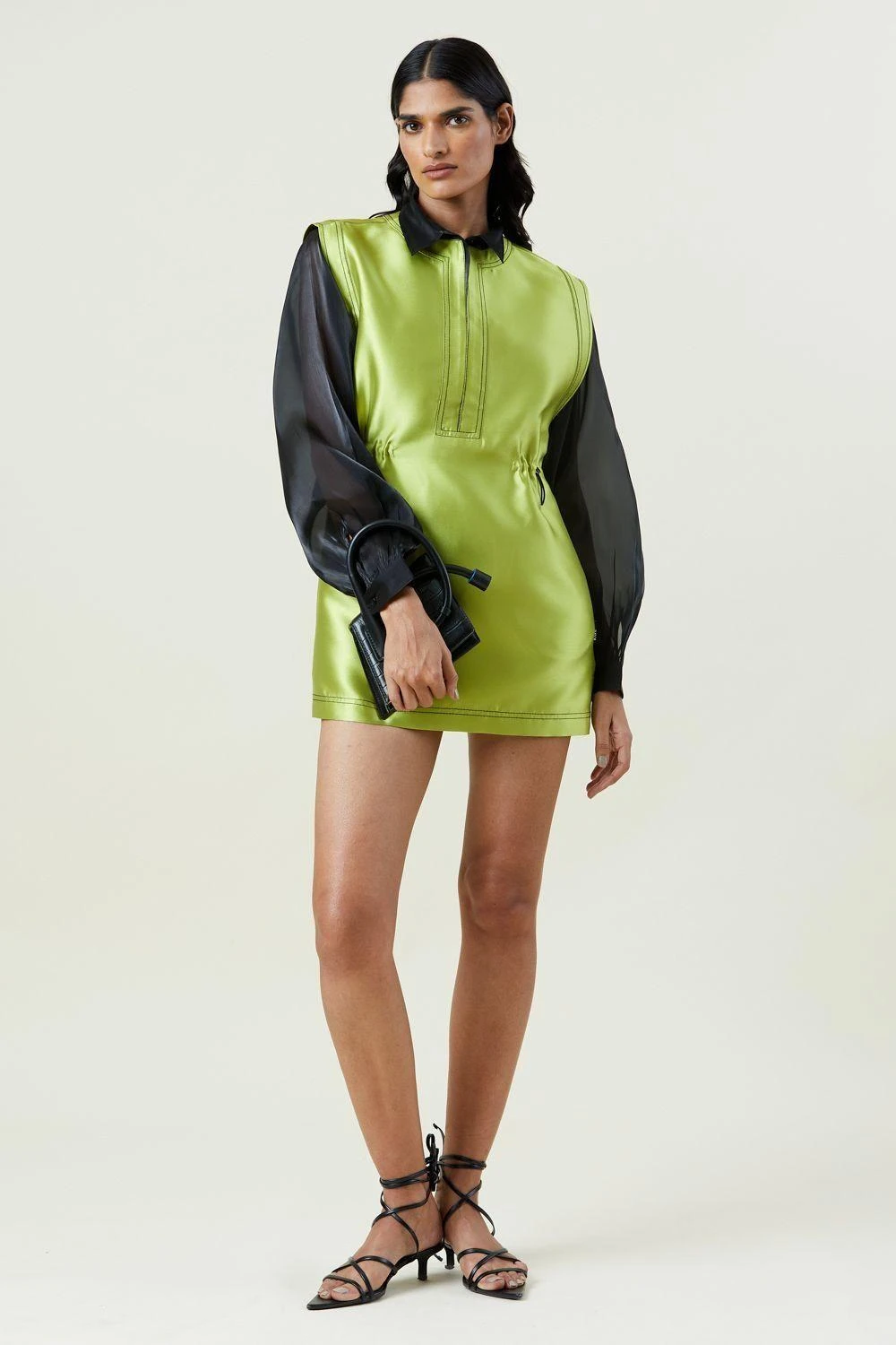 Kanika Goyal Label Green Taffeta Mini Dress 3 Kanika Goyal Label Green Taffeta Mini Dress