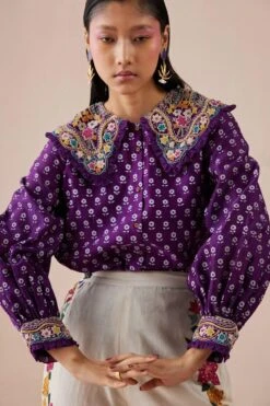 Chandrima Purple Printed Shirt With Collar Detail 9 Chandrima Purple Printed Shirt With Collar Detail -Inca Sales Store 2811cha1 3