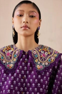 Chandrima Purple Printed Shirt With Collar Detail 10 Chandrima Purple Printed Shirt With Collar Detail -Inca Sales Store 2811cha1 4