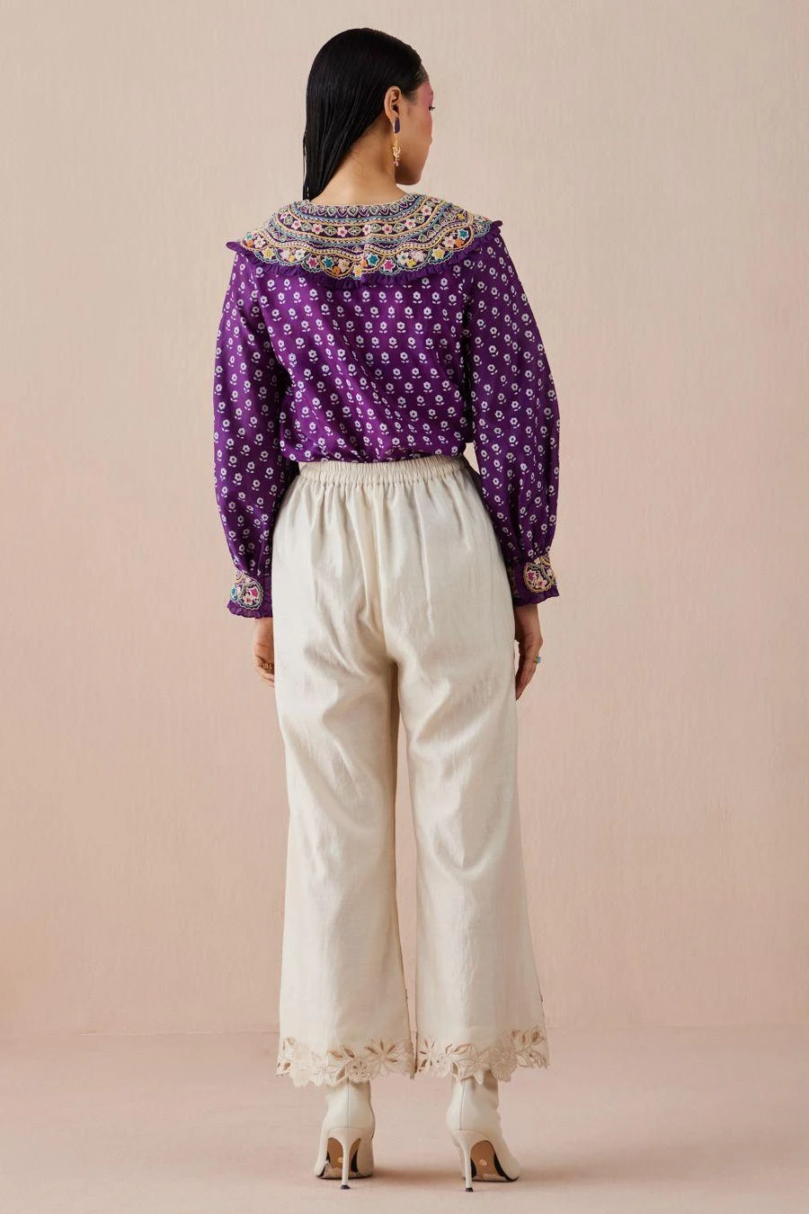 Chandrima Purple Printed Shirt With Collar Detail 7 Chandrima Purple Printed Shirt With Collar Detail - Image 5
