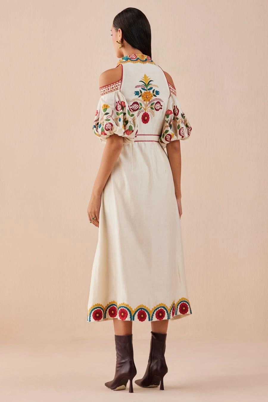 Chandrima Ivory Applique Cold Shoulder Midi Dress 6 Chandrima Ivory Applique Cold Shoulder Midi Dress - Image 4