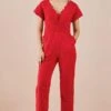 Chandrima Red Quilted Jumpsuit