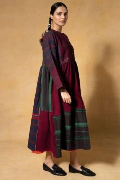 Injiri Navy Blue Smocked Woolen Jacket -Inca Sales Store 2811inj1 2