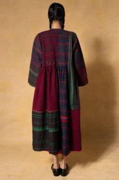 Injiri Navy Blue Smocked Woolen Jacket -Inca Sales Store 2811inj1 6