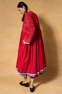 Injiri Red Smocked Cotton Jacket -Inca Sales Store 2811inj2 5