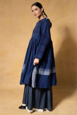 Injiri Blue Smocked Woolen Jacket -Inca Sales Store 2811inj8 3