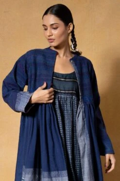 Injiri Blue Smocked Woolen Jacket -Inca Sales Store 2811inj8 5