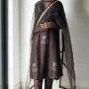 Shorshe Silk Organza Brown Stole