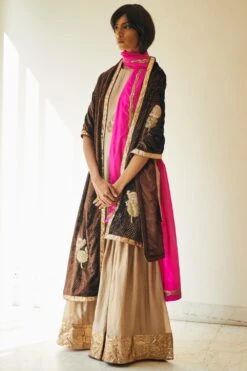 Shorshe Dark Brown Velvet Stole 8 Shorshe Dark Brown Velvet Stole -Inca Sales Store 2812sho25 3