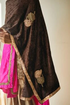 Shorshe Dark Brown Velvet Stole 9 Shorshe Dark Brown Velvet Stole -Inca Sales Store 2812sho25 4