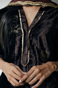 Shorshe Dark Brown Velvet Kurta Set 11 Shorshe Dark Brown Velvet Kurta Set -Inca Sales Store 2812sho8 5