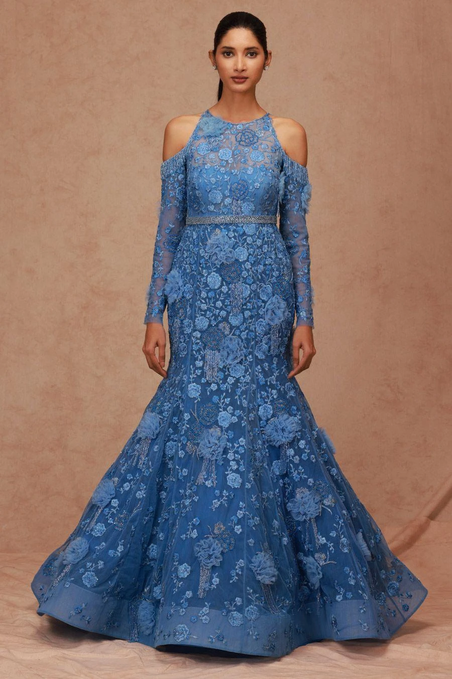 Shriya Som Cerulean Blue Floral Embellished Gown 3 Shriya Som Cerulean Blue Floral Embellished Gown
