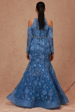Shriya Som Cerulean Blue Floral Embellished Gown 7 Shriya Som Cerulean Blue Floral Embellished Gown -Inca Sales Store 2812ss10 3