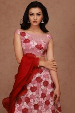 Shriya Som Pink Floral Embellished Lehenga Set -Inca Sales Store 2812ss5 2