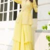 Devika Bhayana Yellow Embroidered Peplum & Layered Sharara Pants