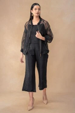 Bodhi Tree Black Embellished Bomber Jacket