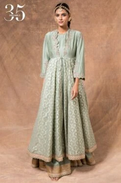 Jayanti Reddy Mint Double Tiered Anarkali Set