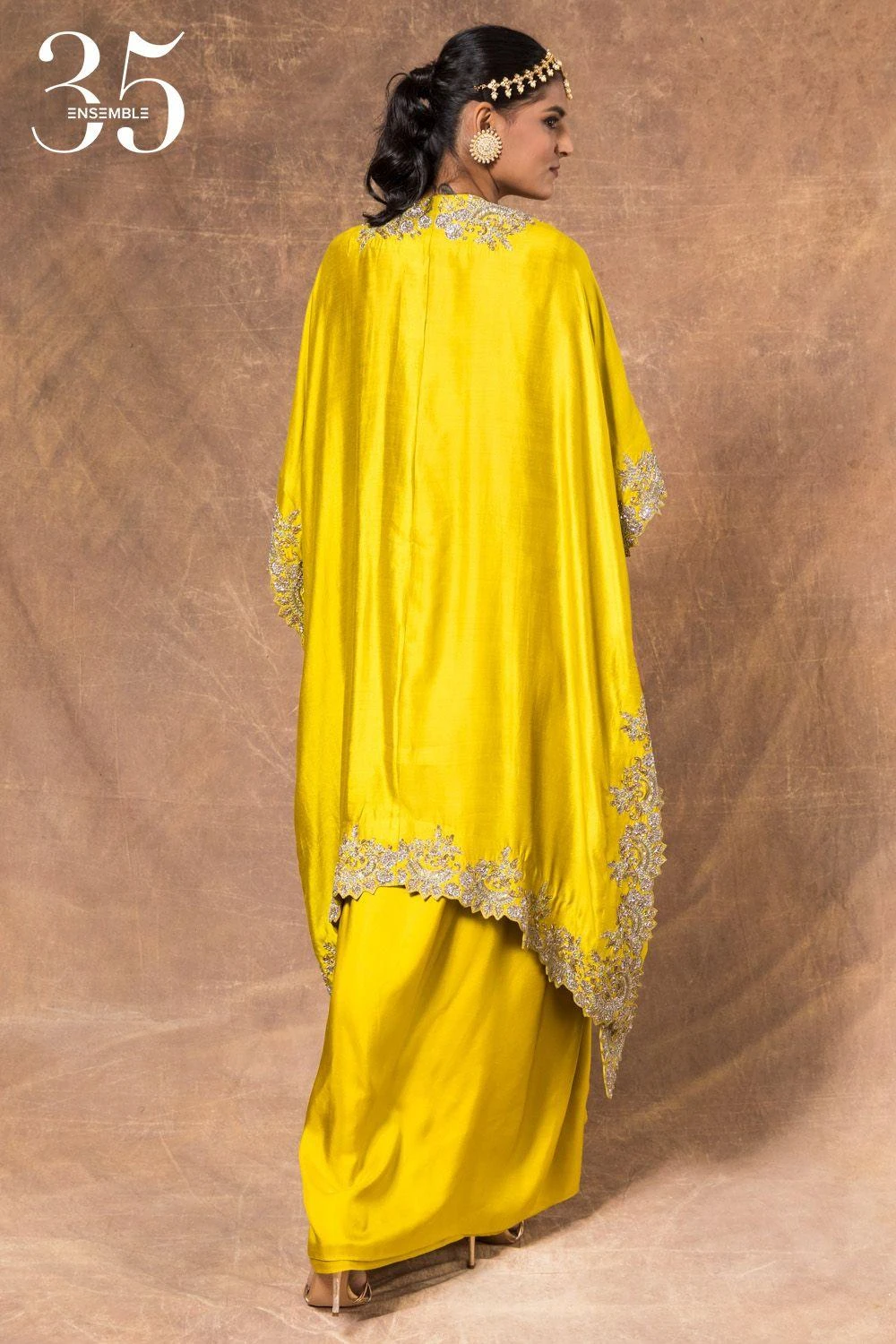 Jayanti Reddy Mustard Zardosi Embroidered Cape Set 7 Jayanti Reddy Mustard Zardosi Embroidered Cape Set - Image 5