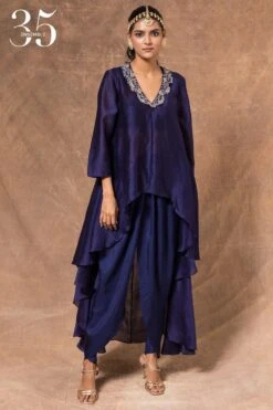 Jayanti Reddy Purple High Low Tunic & Dhoti Pants