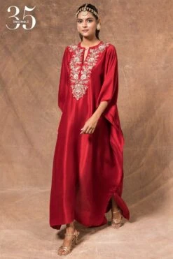 Best Seller 15 Jayanti Reddy Maroon Embroidered Kaftan