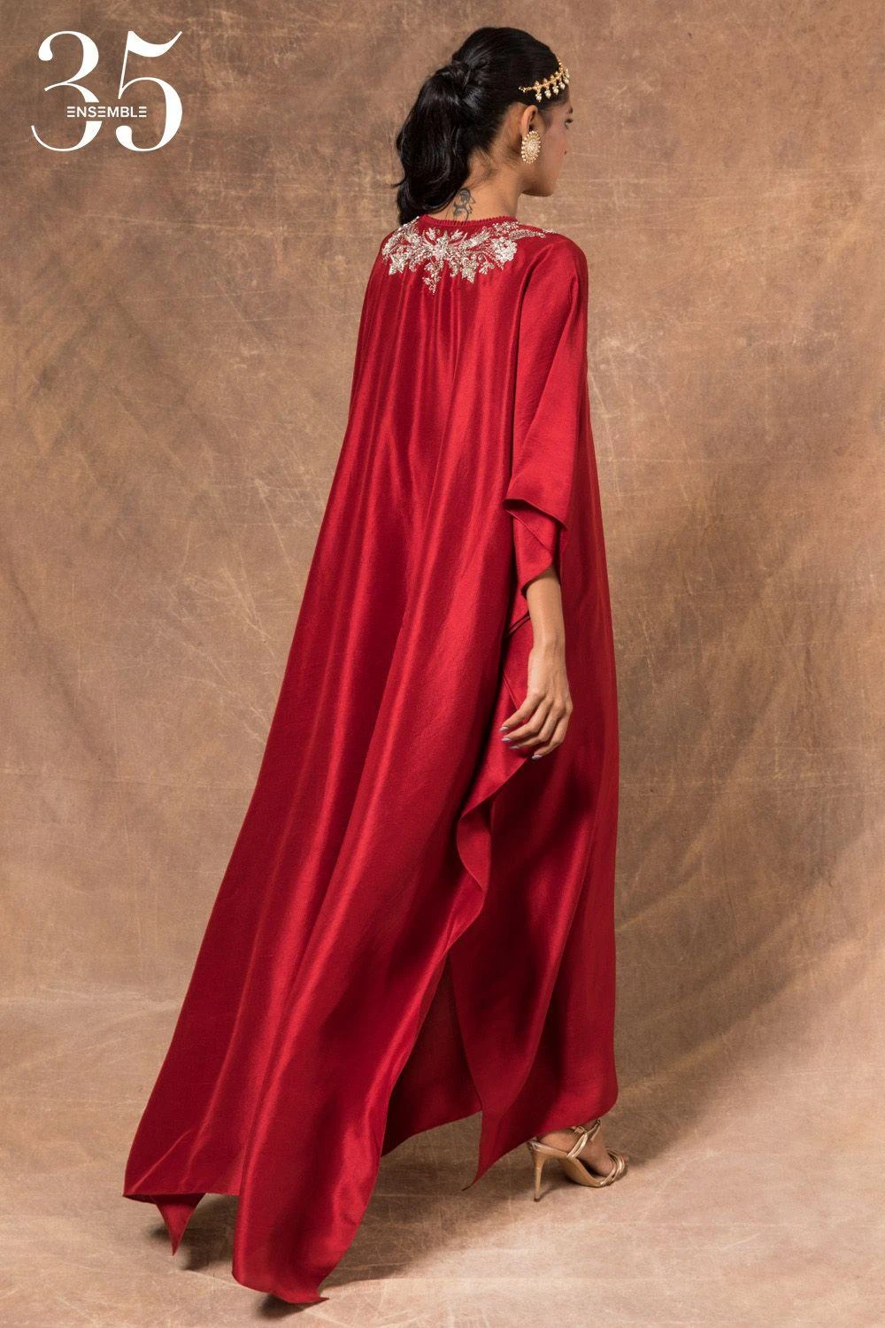 Jayanti Reddy Maroon Embroidered Kaftan 8 Jayanti Reddy Maroon Embroidered Kaftan - Image 6