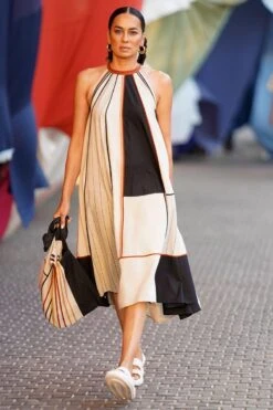 Bodice Black Halter Neck Patch Work Dress