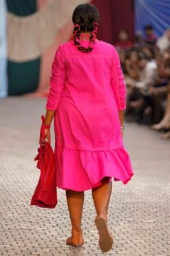 Bodice Hot Pink Dress With Ruched Sleeves -Inca Sales Store 28423bod9 2