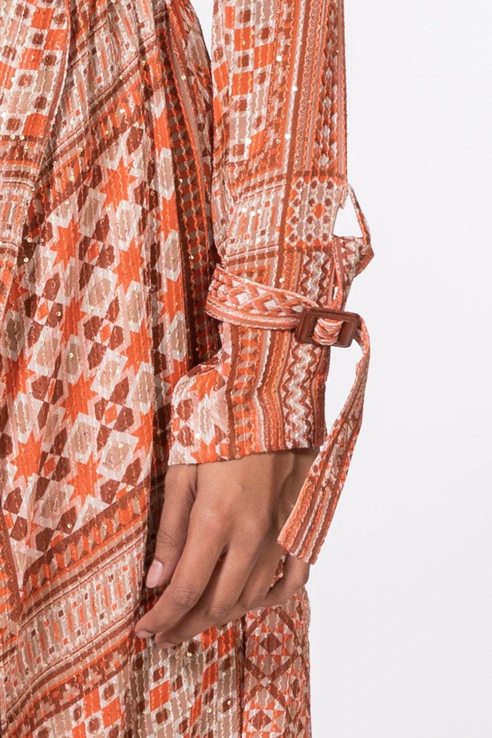 Nikita Mhaisalkar Tribal Print Sheeted Trench Coat 6 Nikita Mhaisalkar Tribal Print Sheeted Trench Coat - Image 4