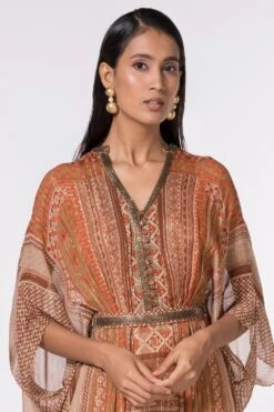 Nikita Mhaisalkar Dark Beige Placement Print Kaftan -Inca Sales Store 284nm12 4