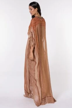 Nikita Mhaisalkar Dark Beige Placement Print Kaftan -Inca Sales Store 284nm12 5