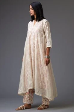 KORA Off White & Blue Embellished Asymmetric Kurta Set -Inca Sales Store 28623kv9 3