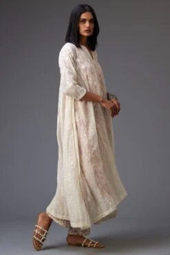 KORA Off White & Blue Embellished Asymmetric Kurta Set -Inca Sales Store 28623kv9 4