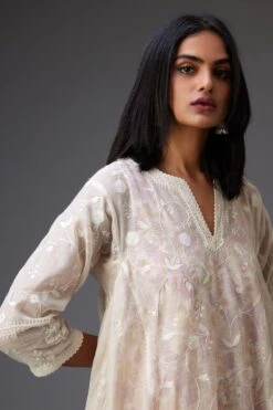 KORA Off White & Blue Embellished Asymmetric Kurta Set -Inca Sales Store 28623kv9 5