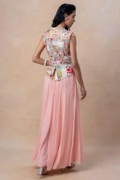 Varun Bahl Peach Embellished Jacket Set -Inca Sales Store 28623vbp1 5