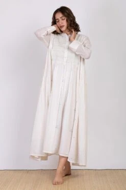 Ekadi White Hand Embroidered Block Print Dress -Inca Sales Store 286ekd20 3