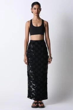 431-88 By Shweta Kapur Chess Pencil Skirt