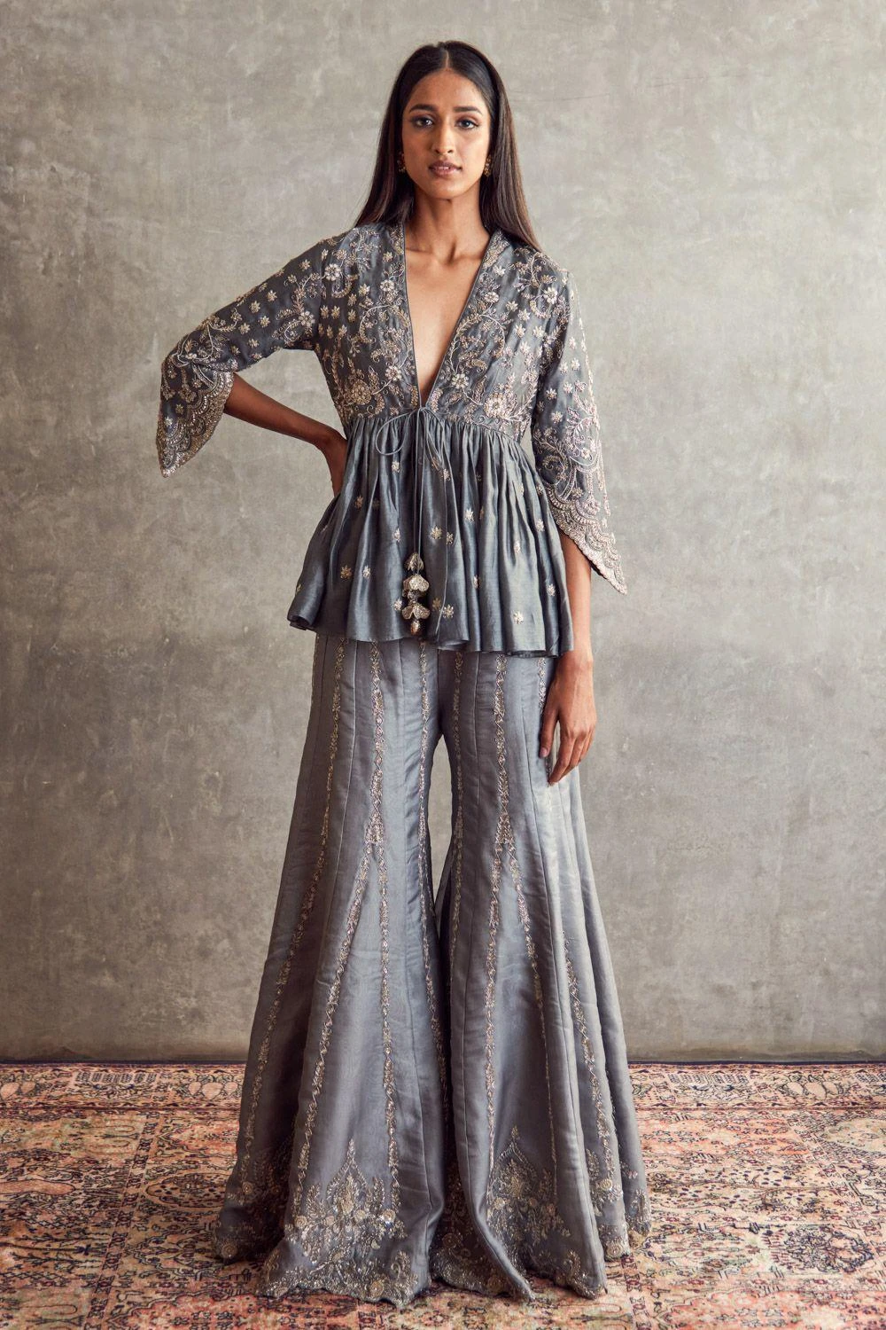 Jayanti Reddy Grey Zardosi Embellished Sharara Set 3 Jayanti Reddy Grey Zardosi Embellished Sharara Set